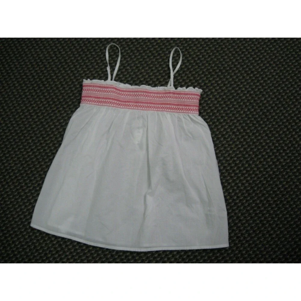 Girl's Gap XL 12 white elastic red threading sleeveless flare summer top